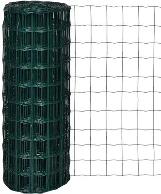 Obrázok produktu pre Záhradné oplotenie – 10 x 1,0 m – zelené – oceľový drôt s PVC povrchovou úpravou – rozmery 100 x 100 mm – deliaca stena a stĺpiky – odolné proti korózii a UV žiareniu