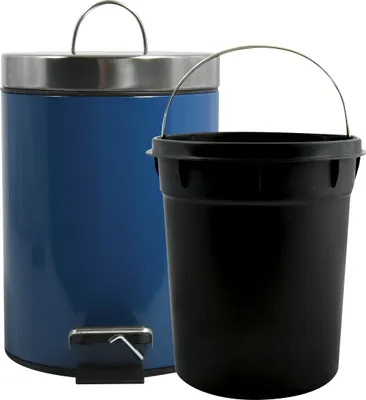 Image de Poubelle à pédale MSV pour salle de bain/toilettes - bleu marine - 3 litres - 17 x 25 cm