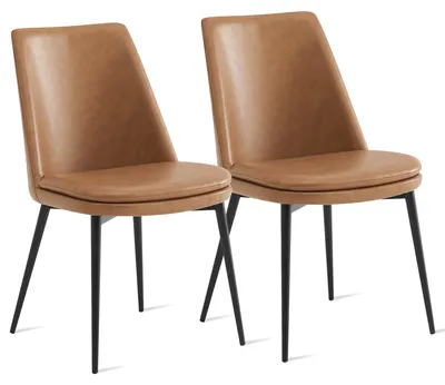 Produktbild von CHITA Polsterstuhl 2er Set ergonomisch mit Rückenlehne, Kunstleder, Metallgestell, Esszimmerstuhl, Bürostuhl, Küchenstuhl, 4-Fuß-Stuhl