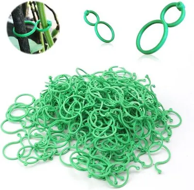Image de 400 pinces à plantes en plastique vert, simples, résistantes, pour les tomates
