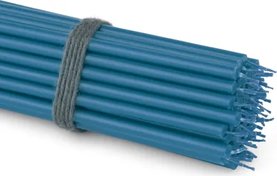 Produktbild von 50x Stabkerzen Hellblau Tropf- Rußfrei dünn L 16cm Qualität Paraffinwachs 36111