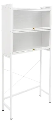 Obrázok produktu pre Samostatne stojaci regál na práčku – trojposchodový regál nad práčku – kovový, 70x25x167 cm – nosnosť 100 kg – vhodný na balkón a do kúpeľne – biela farba