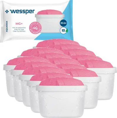 Zdjęcie produktu dla Wessper filtr do wody magnezowy 15 sztuk | zamiennik do Dafi Unimax Aquaphor A5 BRITA Maxtra+ PHILIPS AWP212/10 dzbanek filtrujący | wkład filtrujący do wody
