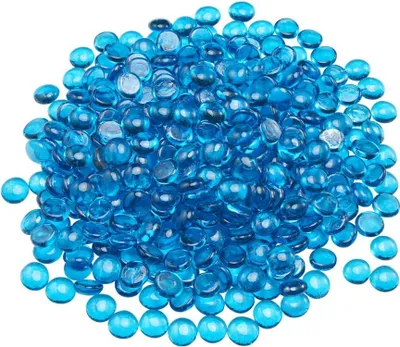 Obrázek produktu pro Ohnivé sklo 4,5 kg - 19mm skleněné kameny - Krbové sklo, skleněné kameny a skleněné korálky v karibské modři