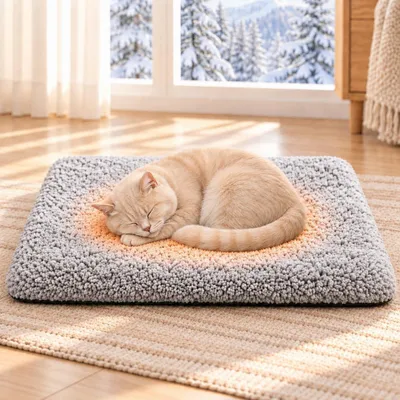 Image de Couverture chauffante pour chats et chiens, 60x45 cm, gris clair
