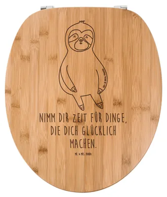 Produktbild von Mr. & Mrs. Panda WC Brille Faultier Zufrieden - Transparent - Geschenk, faul, Glück, holz toilettensitz, Sitz, Pause, Happy, Klodeckel, WC-Brille, Toilettendeckel