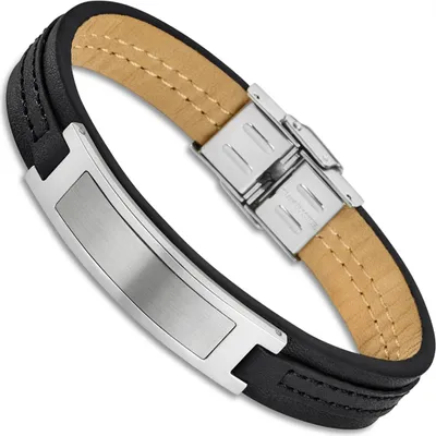 Immagine prodotto di Bracciale Lotus Style in pelle LS1808-2/2 argento nero Gioielli da uomo JLS1808-2-2