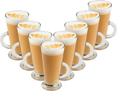 Produktbild von OTIX Latte Macchiato Gläser 280 ml 8 Stück mit Henkel Cappuccino Gläser