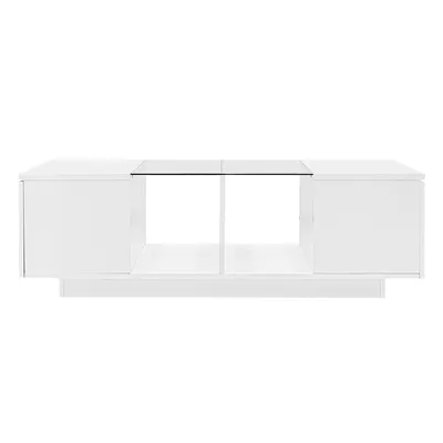 Produktbild von Couchtisch mit LED-Beleuchtung Hochglänzender Tischplatte Beistelltisch Wohnzimmertisch 120x50x38,5cm Weiß