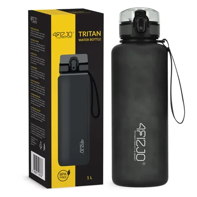 Produktbild von 4FIZJO Sportflasche 1 L, Tritan, auslaufsicher, Fitness, Reisen, Training, schwarz