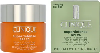 Produktbild von Clinique Superdefense Broad Spectrum SPF 25 Fatigue + 1st Signs Of Age Multi-Correcting Cream, Unisex, 50 ml, Creme, trockene Haut, Sehr trockene Haut, Anti-Aging, Feuchtigkeitsspendend, Schutz, Topf