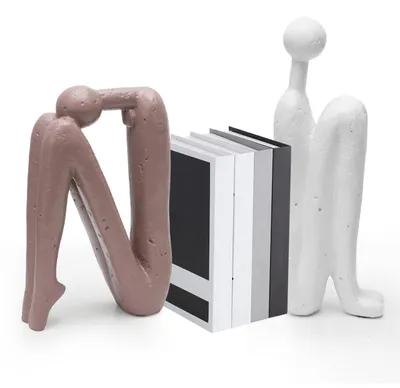 Buchstützen-Set, 2er-Pack, Denker-Design, Kunstharz, 20,5×13 cm + 27×9,5 cm