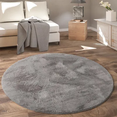 Produktbild von Teppich Rund Fellteppich Kunstfell Plüsch Bettvorleger Shaggy Wohnzimmer Kinderzimmer Grösse Ø 160 cm Rund