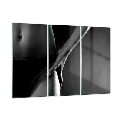 Produktbild von Bilder auf glas - Frau Modell erotisch - 105x70cm - Glasbilder - Wandbilder - Kunstdruck - zum Aufhängen bereit - Wanddekoration aus Glas - Glas Bilder - Wandbild auf Glas - 3 Teile - GCE105x70-1370