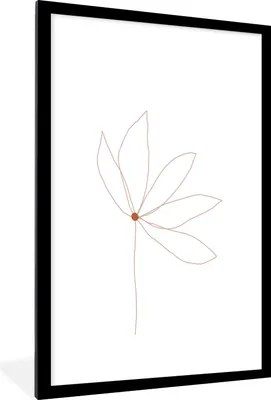 Produktbild von MuchoWow® Gerahmtes Poster Minimalismus - Blumen - Linienkunst 60x90 cm - Poster mit Schwarzem Bilderrahmen Wandposter Rahmen Foto Bilder - Dekoration - Wandposter Wohnzimmer - Hochwertig