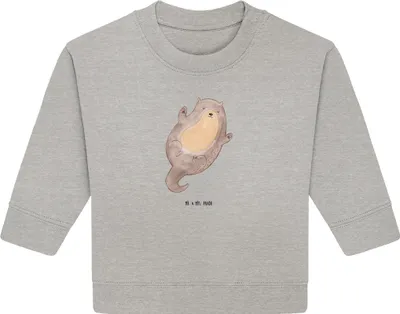 Produktbild von Mr. & Mrs. Panda Organic Baby Pullover Otter Umarmen 24. - 36. Monat - Heather Grey - Geschenk, glücklich, Optimistisch, Seeotter See, Hallo, Bullover, gut Gelaunt