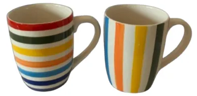 Zdjęcie produktu dla Zestaw dwóch ceramicznych filiżanek, ręcznie malowanych, z motywem tęczy