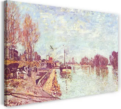 Produktbild von Leinwandbild (120x80cm): Alfred Sisley - His at Suresne, echter Holz-Keilrahmen inkl. Aufhänger, handgefertigt in Deutschland