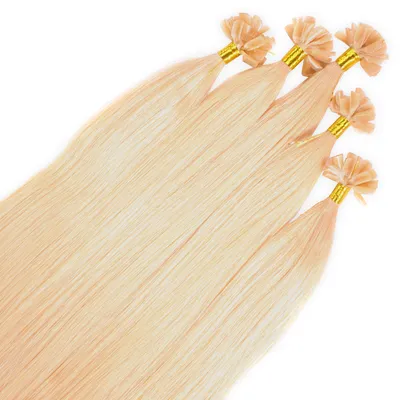 Immagine prodotto di hair2heart Premium Extensions capelli umani lisci - 25 ciocche 1 g 60cm 9/0 colore biondo chiaro