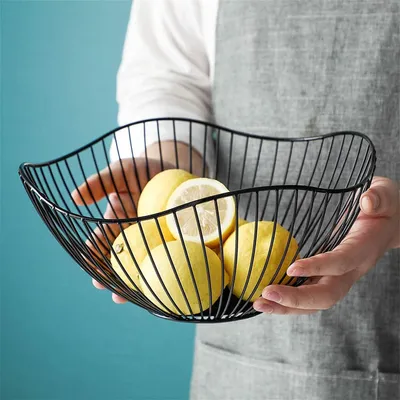 Obrázok produktu pre Čierna kovová miska na ovocie - moderný dizajn - 267 x 122 x 10 cm - železný košík na ovocie - okrúhly - miska na ovocie
