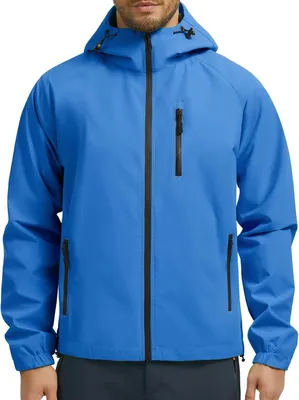 Produktbild von Wasserdichte Herrenjacke, ideal für Regen, Outdoor-Aktivitäten, winddicht, atmungsaktiv, reflektierend, leichte Jacke, Jacke mit Kapuze, für den Einsatz im Freien, zum Radfahren, für Outdoor-Aktivitäten, für Reisen