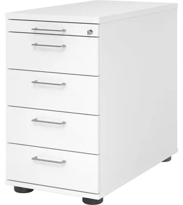 Produktbild von Standcontainer 80cm 4 Schub Schloss Bügelgriff Weiß