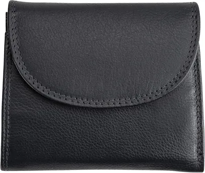 Imagen del producto de Billetera de cuero genuino para hombre y mujer, con protección RFID, gran cartera con compartimento para monedas, 8 compartimentos para tarjetas, billetera de cuero compacta de 12x10 cm