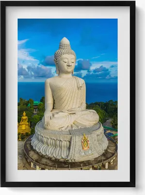 Produktbild von Buddha Phuket Thailand– Wandbild mit Rahmen – Gerahmtes Bild  – Wanddekoration – 50x70 cm –  Schwarz Rahmen