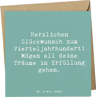 Produktbild von Mr. & Mrs. Panda Grußkarte Spruch 25. Geburtstag Freude - Meeresbrise - Geschenk, Jubiläum, Glückwunschkarte, Happy Birthday, Klappkarte, faltkarte, Zitat, anlasskarte