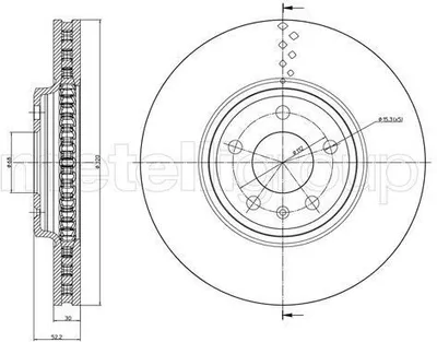 Produktbild von 2x METELLI Bremsscheibe 23-1031C für AUDI A4 Avant (8K5 B8) Q5 (8RB) 52 0mm