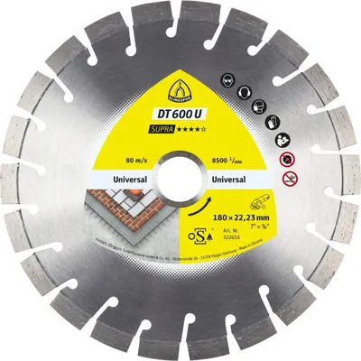 Produktbild von Klingspor DT 600 U Diamanttrennscheiben, 180 x 2,6 x 22,23 mm 22 Segmente 20 x 2,6 x 9 mm, Kurzverzahnung