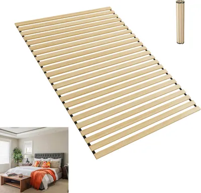 Image de UISEBRT Sommier à lattes 140x200 cm Sommier à lattes 23 lattes de 2cm d'épaisseur pouvant supporter jusqu'à 300kg Flexible Peu encombrant Respirant pour lit simple & lit double