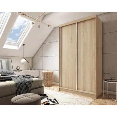 Image de BEAUTYSOFA | Armoire MARIO 120 cm en chêne Sonoma – Armoire moderne sans miroir, avec portes coulissantes, design minimaliste