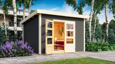 Produktbild von Karibu Gartenhaus Gerätehaus Northeim 3 terragrau 309x309x238 cm