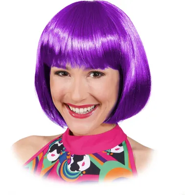Produktbild von Perücke y Lola Pagenkopf Bob Kurzhaar Karneval Fasching Motto lila