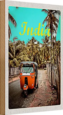 Produktbild von Holzschild Reise 20x30cm Indien Straße Tuk Tuk Taxi Asien