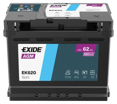 Produktbild von Exide EK620, AGM (Absorbierende Glasmatte), 62 Ah, 12 V, 680 A, Auto, Wartungsfrei