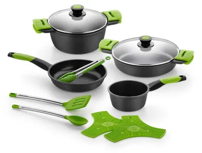 Produktbild von BRA Prior | 11-teiliges Kochgeschirr-Set, Aluminiumguss, mit Antihaftbeschichtung, Vollinduktion, für alle Küchentypen geeignet