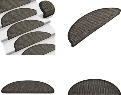 Produktbild von vidaXL Treppenmatten Selbstklebend Sisal 15 Stk. 56x17x3 cm Anthrazit - Stufenmatte - Stufenmatten - Stufenteppich - Stufenteppiche