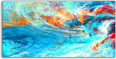 Produktbild von Coloray Spritzschutz aus Glas 100x50  Wandkunst Küchenrückwand Blaue Meereswelle Künstlerische