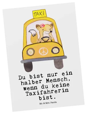 Produktbild von Mr. & Mrs. Panda Postkarte Taxifahrerin Herz - Weiß - Geschenk, Ansichtskarten, Ansichtskarte, Postkarten, Fotokarte, Grußkarte