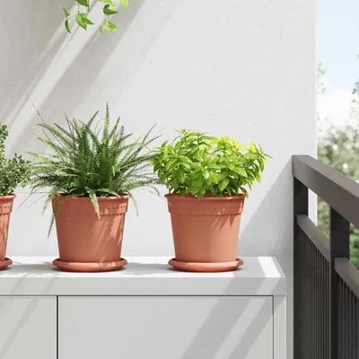 Produktbild von Maison Exclusive - Runde Blumenplatte 6 pcs Ziegelrot Ø 14 x 2 cm Kunststoff