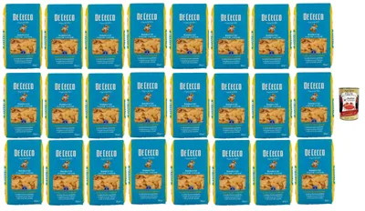 Produktbild von De Cecco Rombi Nr. 121 - Pasta 24x500g | langsam trocknend | Hochwertiges Hartweizengrieß | 12 min kochen (al dente 10) | Ideal Saucen & Gratins | Italy + Italian Gourmet Polpa 400g