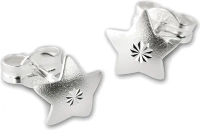 Produktbild von SilberDream Ohrstecker für Damen 925 Silber matt Stern Ohrringe 7mm SDO502