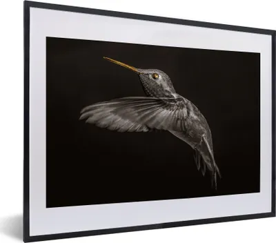 Produktbild von MuchoWow® Gerahmtes Poster Vogel - Schwarz und Gold 40x30 cm - Poster mit Schwarzem Bilderrahmen Wandposter Rahmen Foto Bilder - Bilderrahmen - Poster im Rahmen