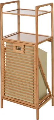 Produktbild von Bathroom Solutions Regal mit 2 Böden und Wäschekorb Bambus 95 cm