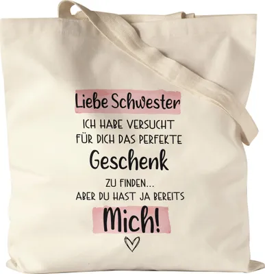 Produktbild von Schwester Geschenk Jutebeutel Stoffbeutel Canvas  Mit Spruch Lieblingsschwester Geschenkidee Humor Sarkasmus