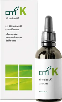 Immagine prodotto di OTI K Vitamina K2 â Integratore alimentare con vitamina K, in olio di girasole al gusto di limone, gocce. Prodotto in Italia, vegano, senza glutine, 20ml (confezione da 1)