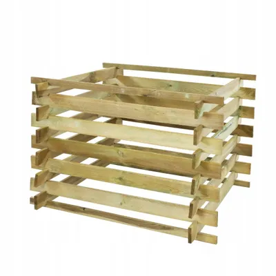 Image de Composteur en bois Bac à compost Composteur de jardin Imprégné avec un filet anti-taupes