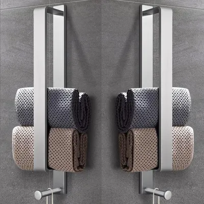 Immagine prodotto di Portasciugamani - Porta asciugamani - Organizzazione del bagno - Senza foratura - 43,5 cm - Argento